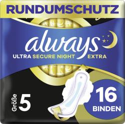 Always Ultra Damenbinden Secure Night Extra (Größe 5) Mit Flügeln