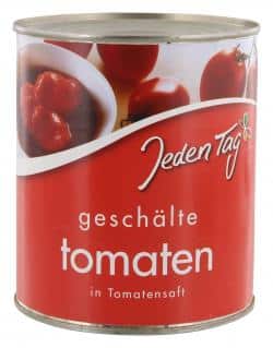 Jeden Tag Tomaten in Tomatensaft geschält