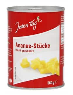 Jeden Tag Ananas Stücke leicht gezuckert