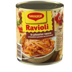 Maggi Ravioli in pikanter Sauce mit Rindfleisch