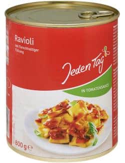 Jeden Tag Ravioli in Tomatensauce