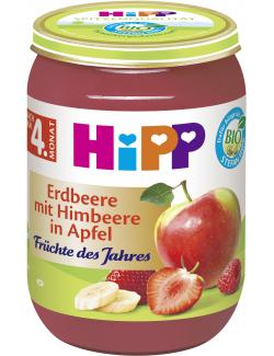 Hipp Erdbeere mit Himbeere in Apfel