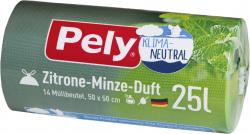 Pely Zugband-Müllbeutel Zitrone-Minze-Duft 25 Liter
