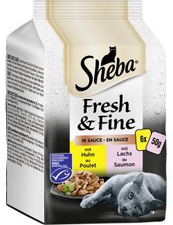 Sheba Fresh & Fine in Sauce mit Huhn und Lachs